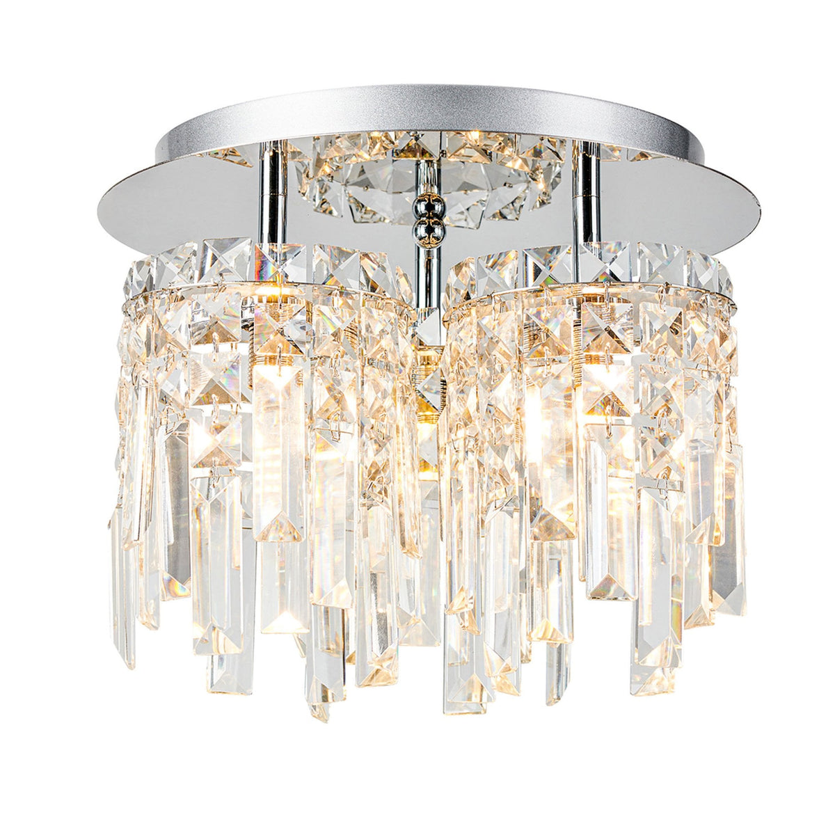 Atherton IP44 30cm Flush Ceiling Light in Chrome with Clear Crystal Pieces