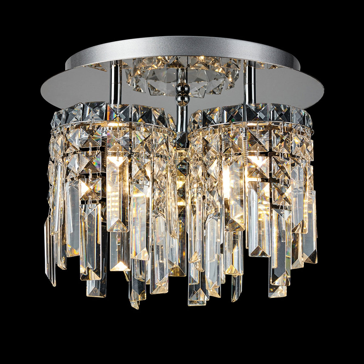 Atherton IP44 30cm Flush Ceiling Light in Chrome with Clear Crystal Pieces