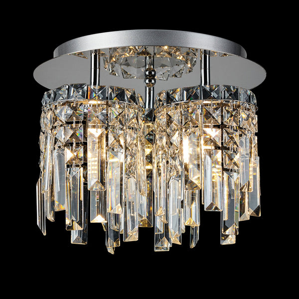 Atherton IP44 30cm Flush Ceiling Light in Chrome with Clear Crystal Pieces