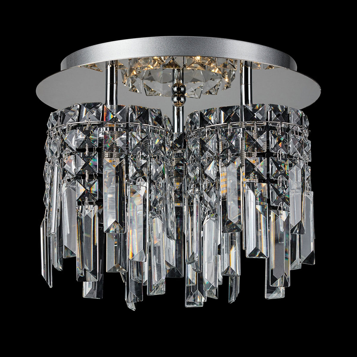 Atherton IP44 30cm Flush Ceiling Light in Chrome with Clear Crystal Pieces