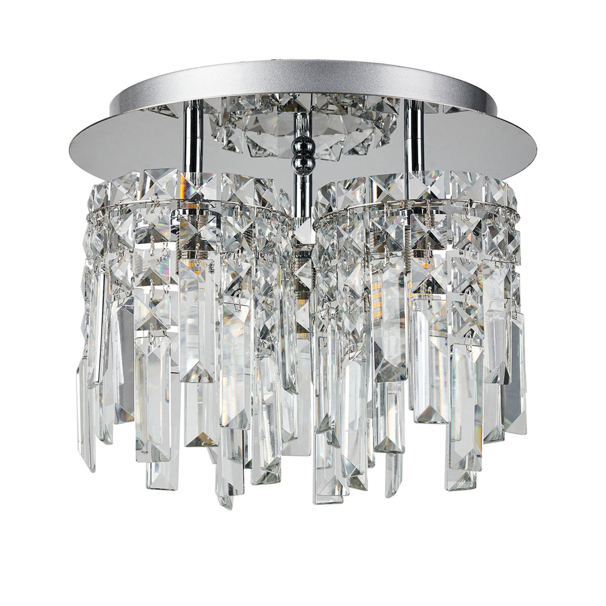 Atherton IP44 30cm Flush Ceiling Light in Chrome with Clear Crystal Pieces