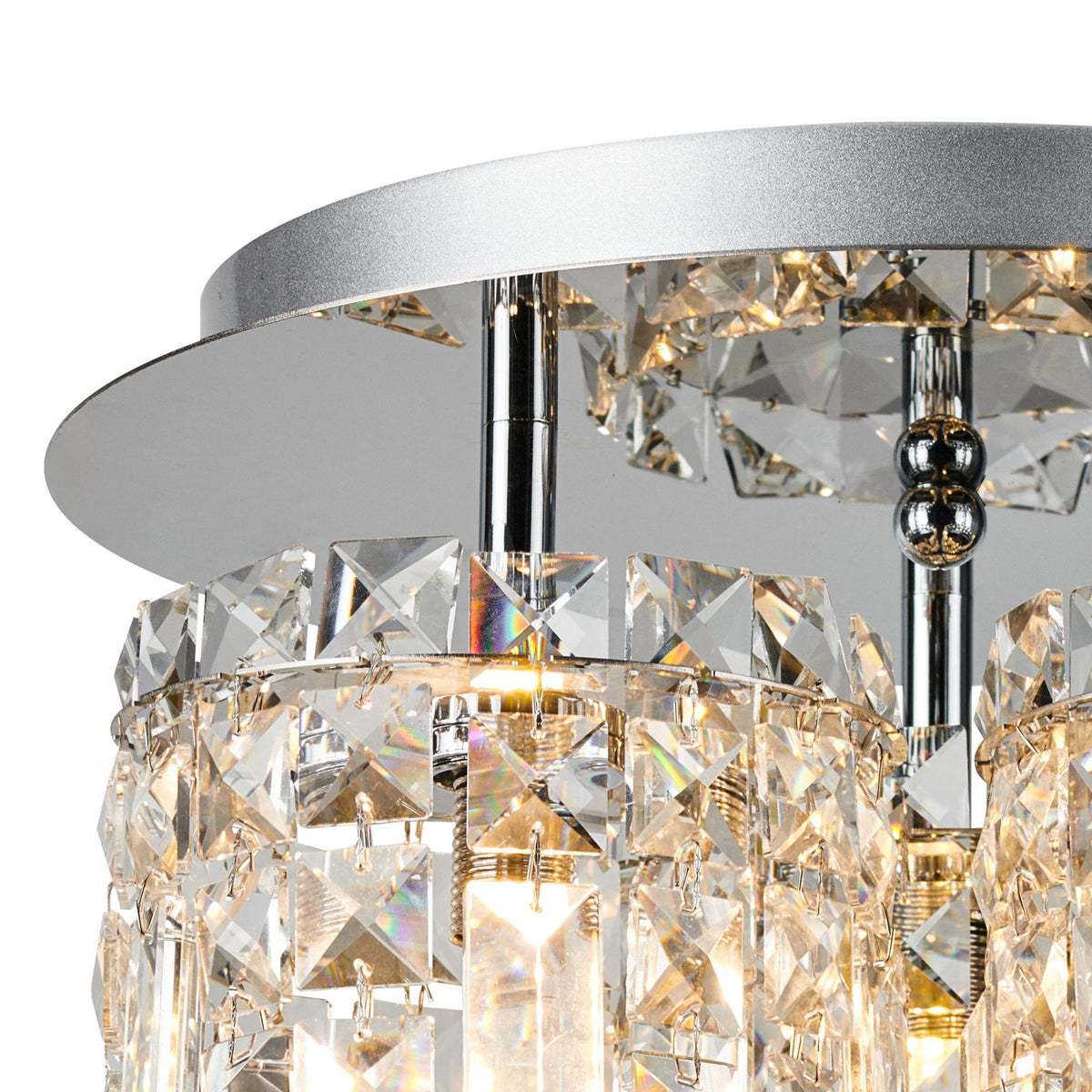 Atherton IP44 30cm Flush Ceiling Light in Chrome with Clear Crystal Pieces