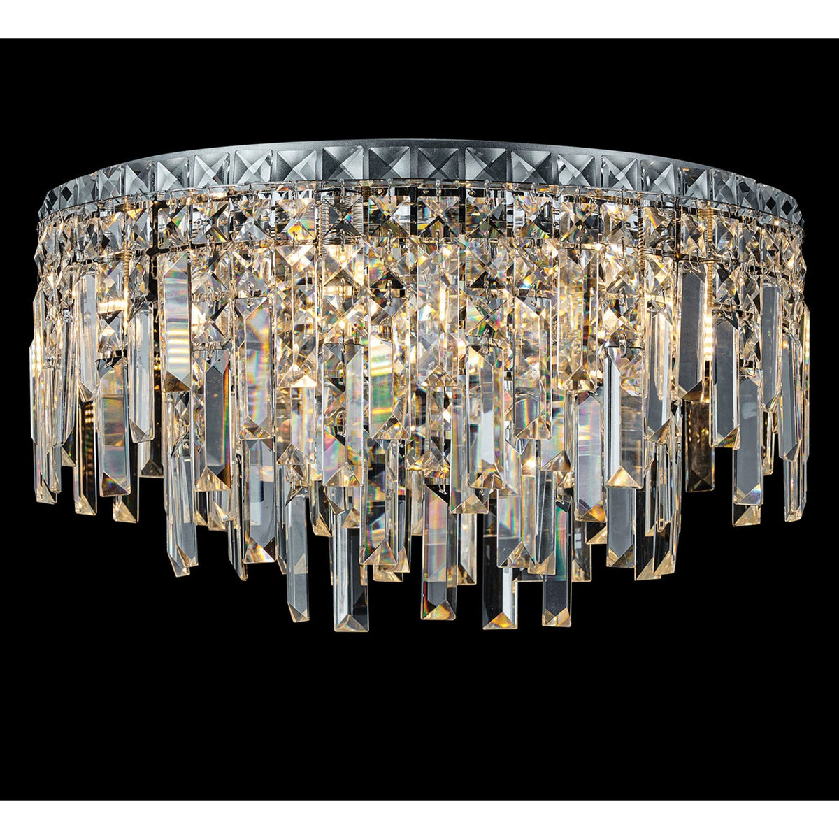 Atherton IP44 45cm Flush Ceiling Light in Chrome with Clear Crystal Pieces