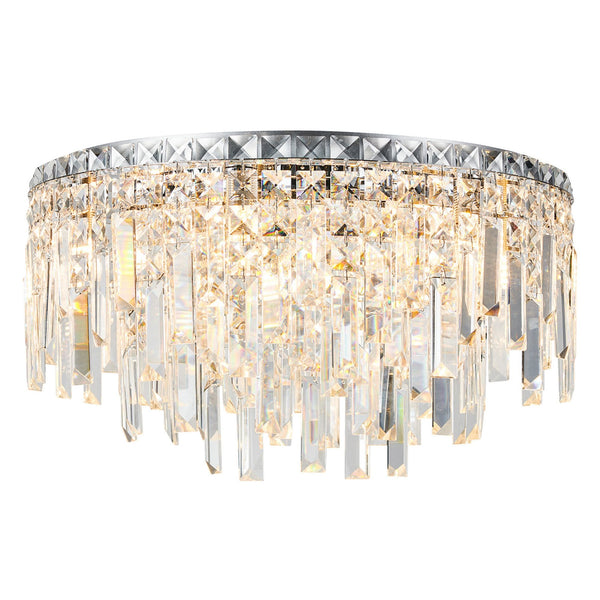 Atherton IP44 45cm Flush Ceiling Light in Chrome with Clear Crystal Pieces