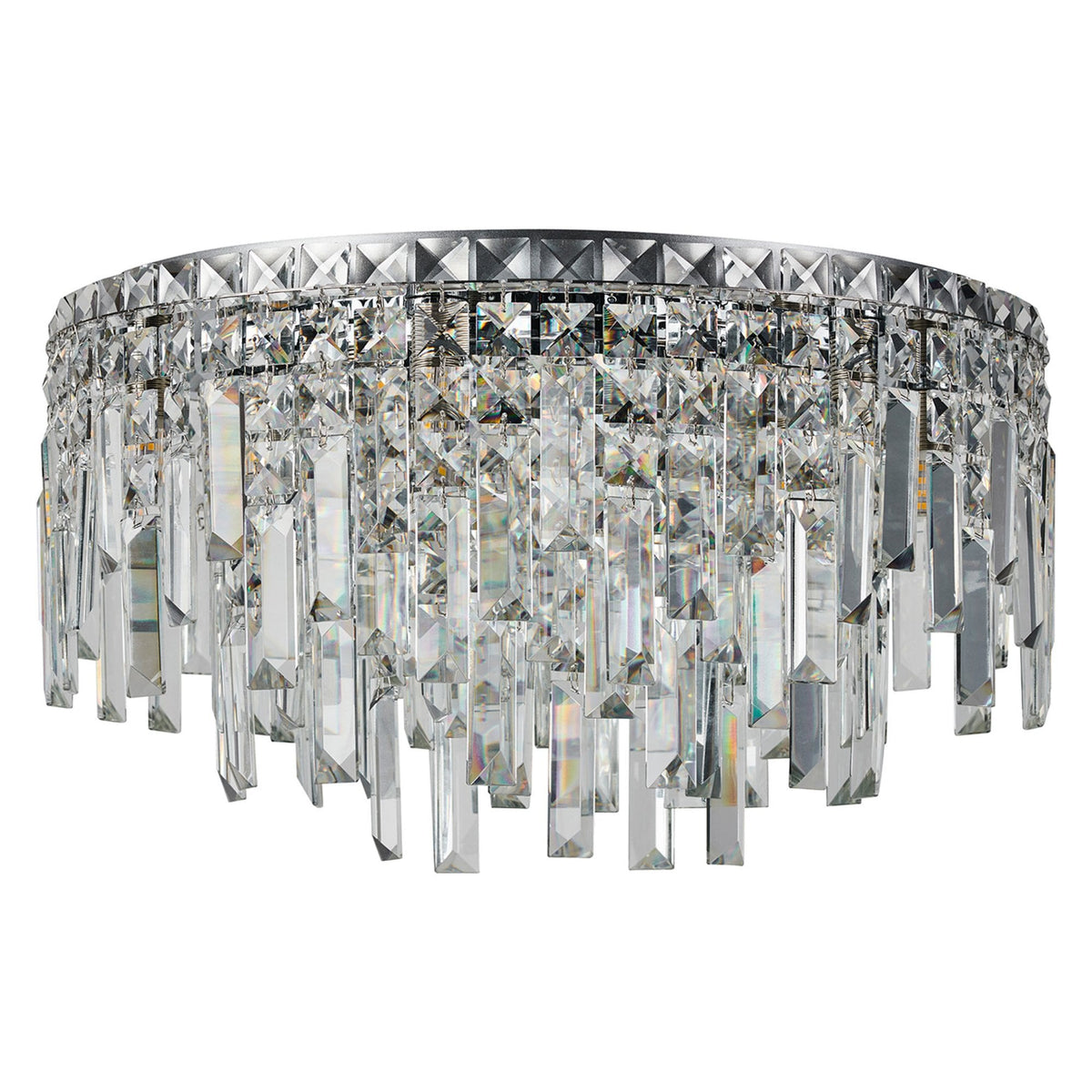 Atherton IP44 45cm Flush Ceiling Light in Chrome with Clear Crystal Pieces