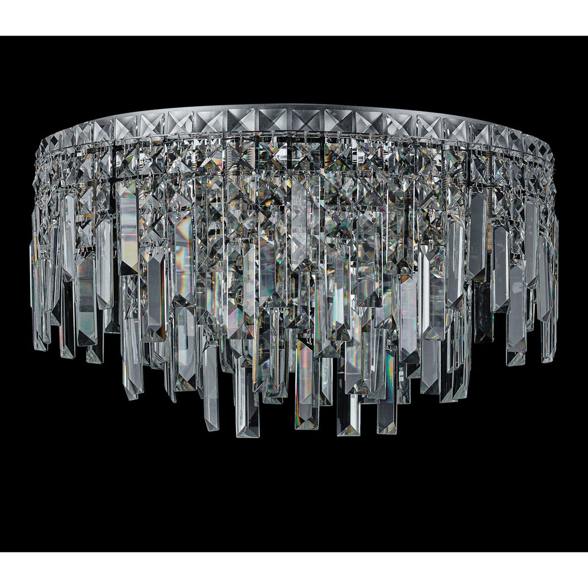 Atherton IP44 45cm Flush Ceiling Light in Chrome with Clear Crystal Pieces