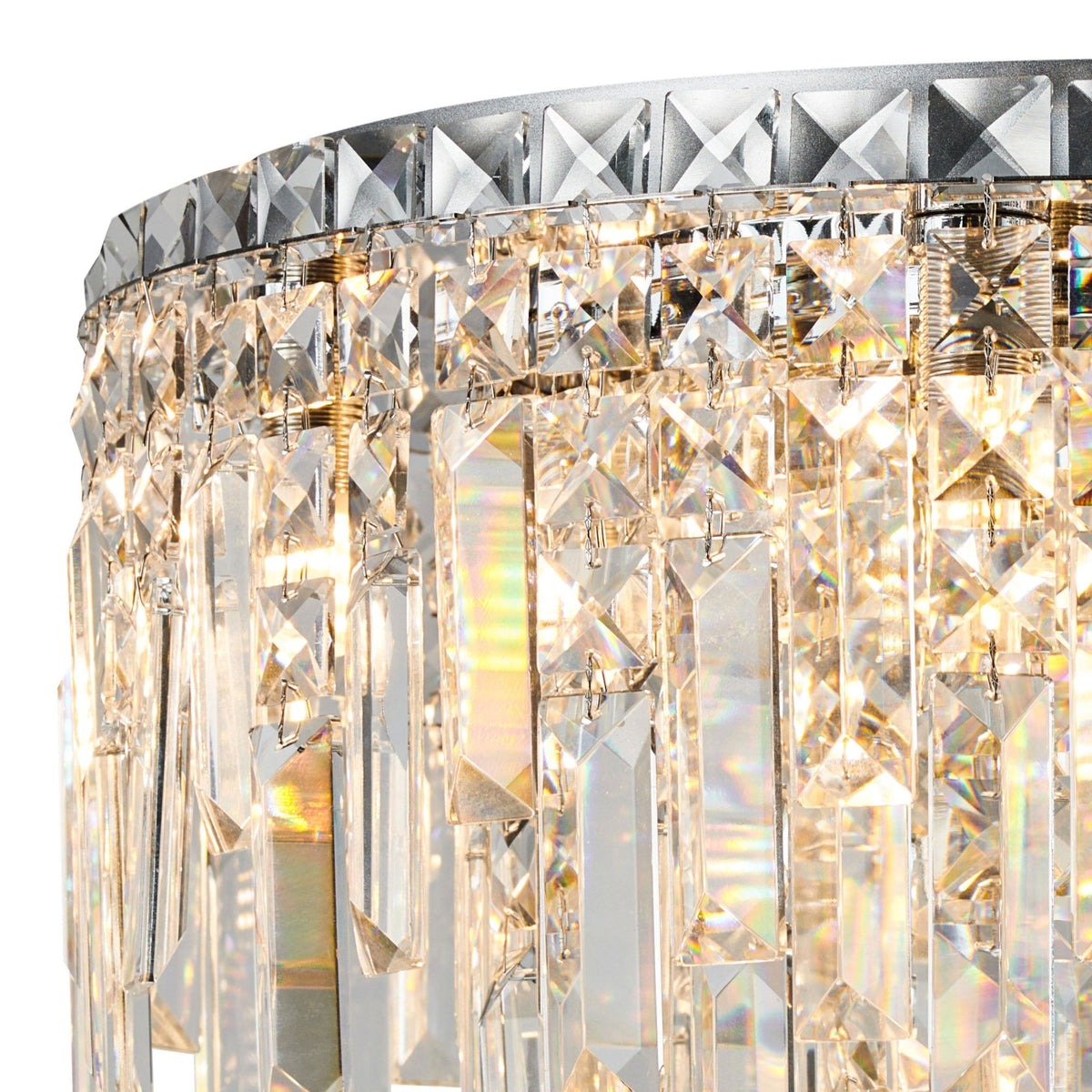 Atherton IP44 45cm Flush Ceiling Light in Chrome with Clear Crystal Pieces