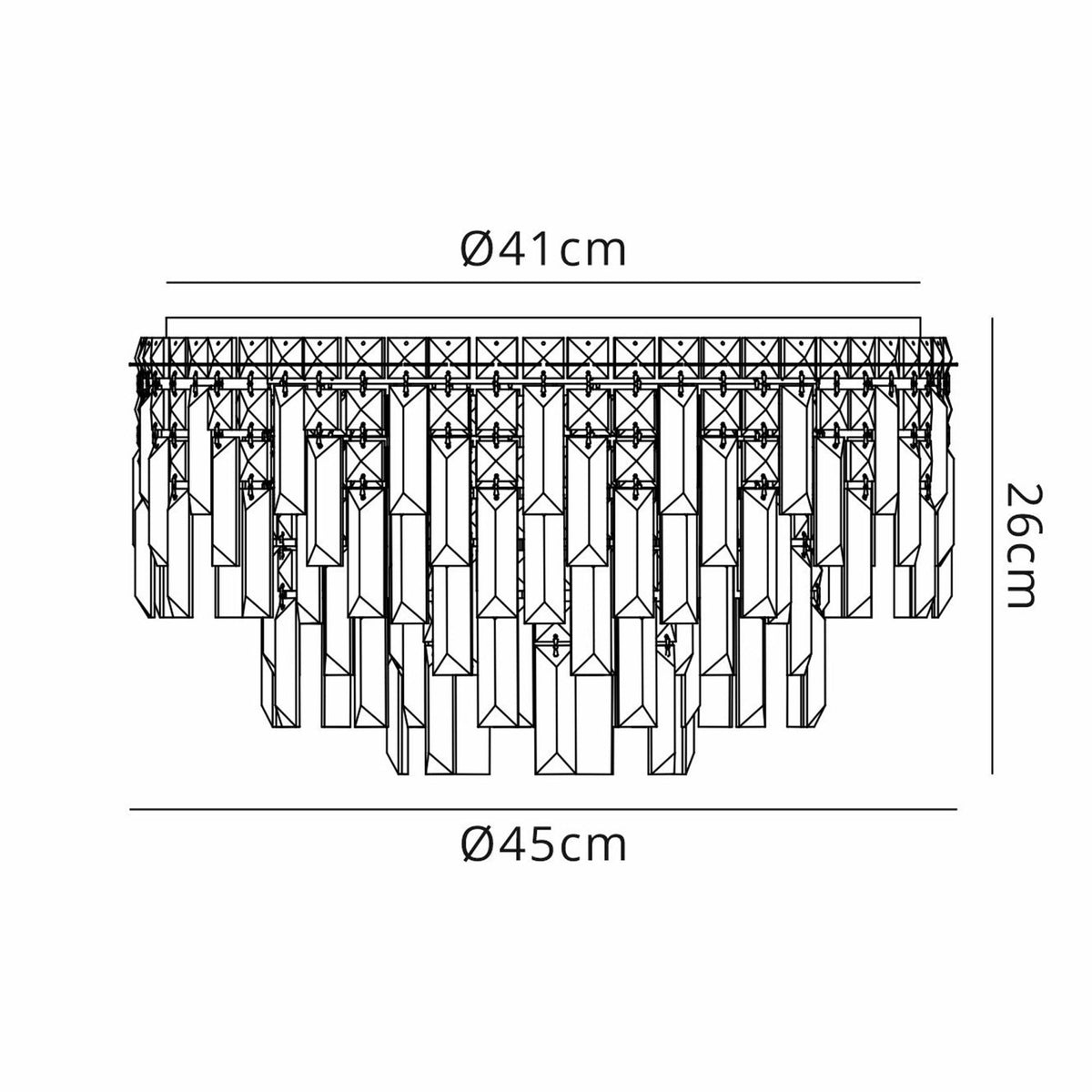 Atherton IP44 45cm Flush Ceiling Light in Chrome with Clear Crystal Pieces