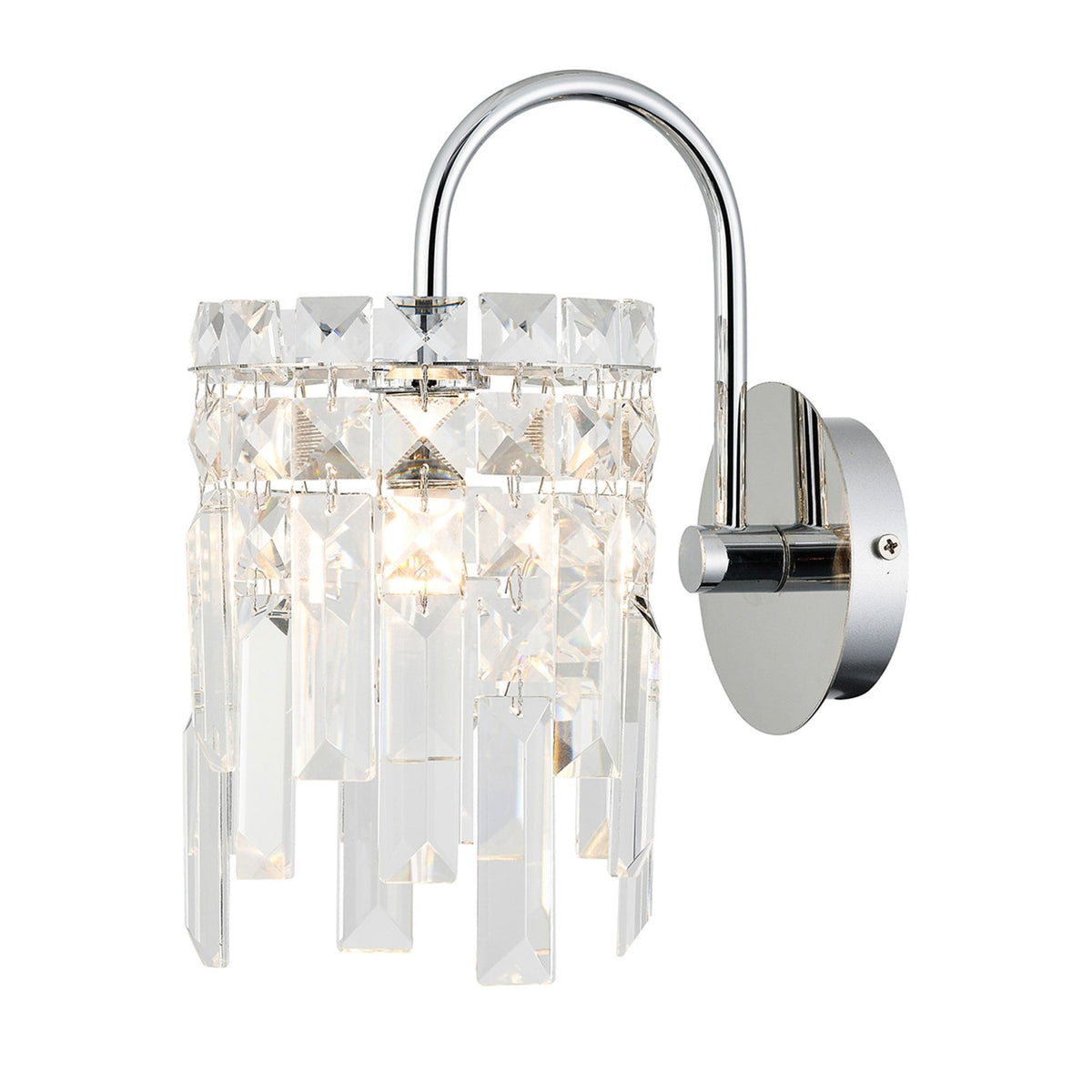 Atherton IP44 Wall Light in Chrome with Clear Crystal Pieces