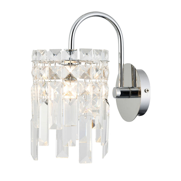 Atherton IP44 Wall Light in Chrome with Clear Crystal Pieces