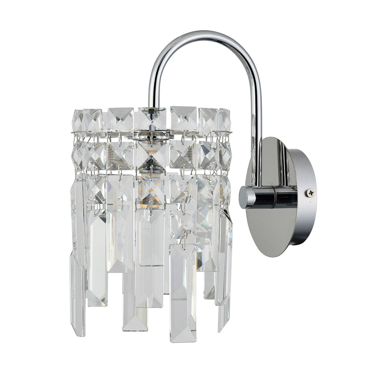 Atherton IP44 Wall Light in Chrome with Clear Crystal Pieces