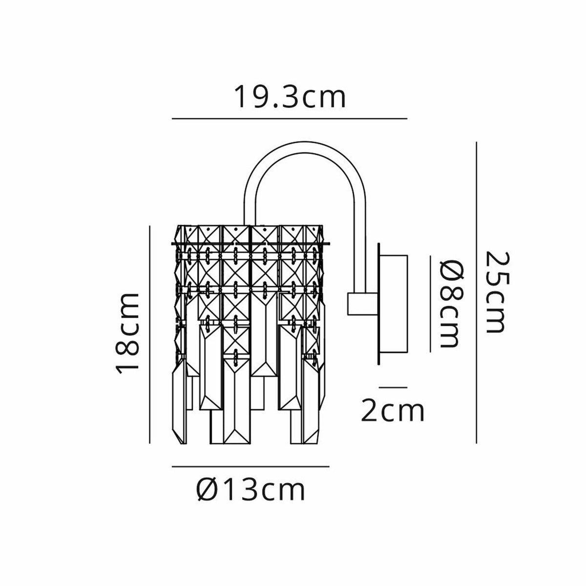 Atherton IP44 Wall Light in Chrome with Clear Crystal Pieces