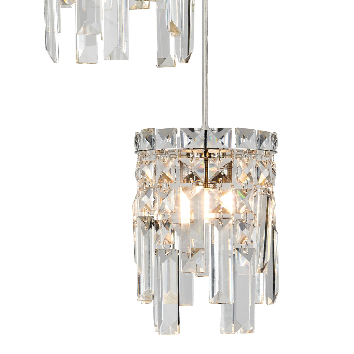 Atherton IP44 Triple Drop Pendant in Chrome with Clear Crystal Pieces