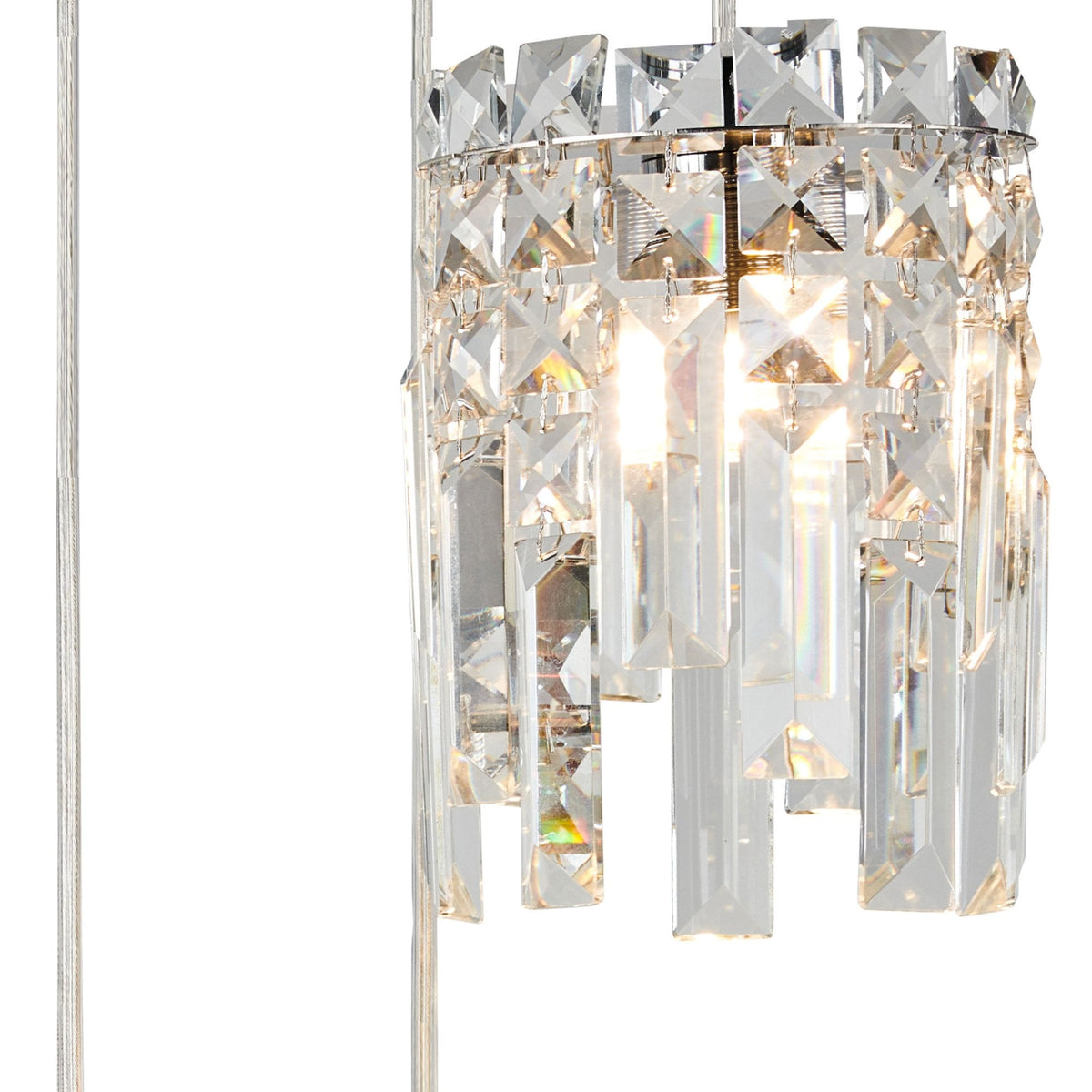 Atherton IP44 Triple Drop Pendant in Chrome with Clear Crystal Pieces