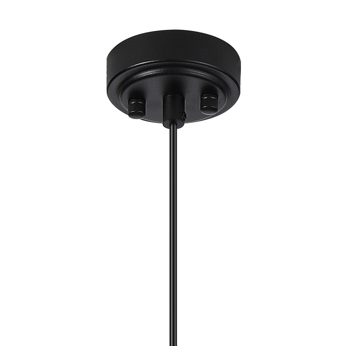 Loughton IP44 Single Drop Pendant in Satin Black with Smooth Round Glass Amber Diffuser