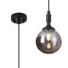 Loughton IP44 Single Drop Pendant in Satin Black with Smooth Round Glass Smoked Diffuser