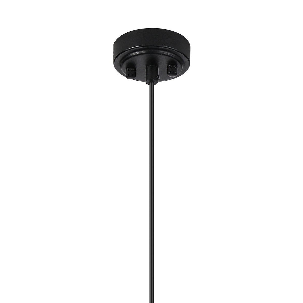 Loughton IP44 Single Drop Pendant in Satin Black with Ribbed Round Glass Amber Diffuser