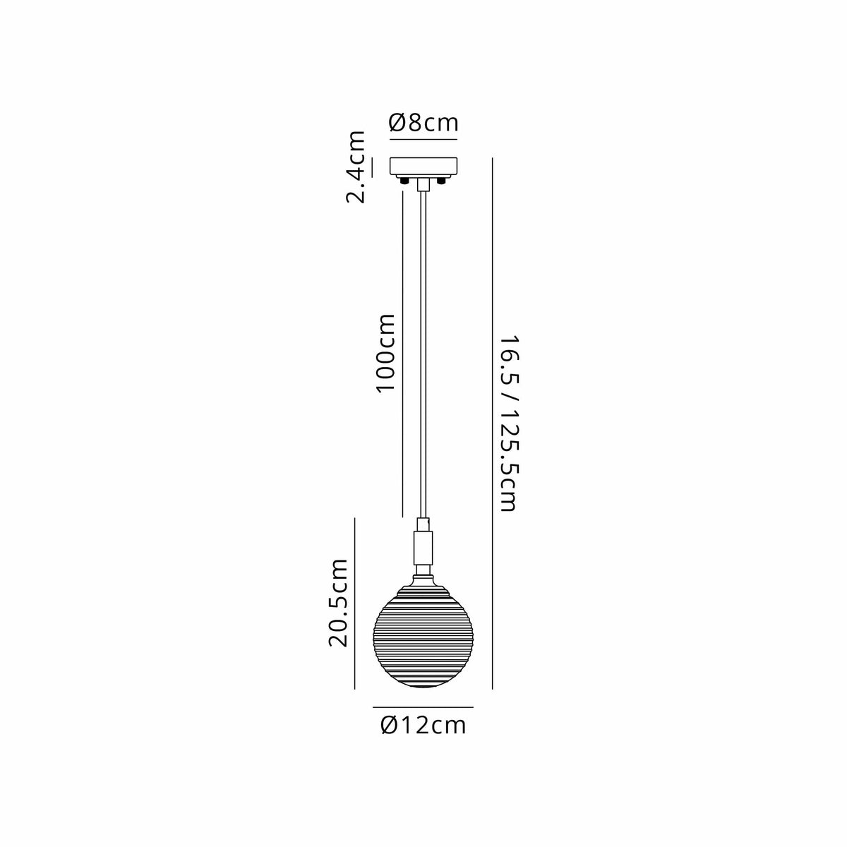 Loughton IP44 Single Drop Pendant in Satin Black with Ribbed Round Glass Smoked Diffuser