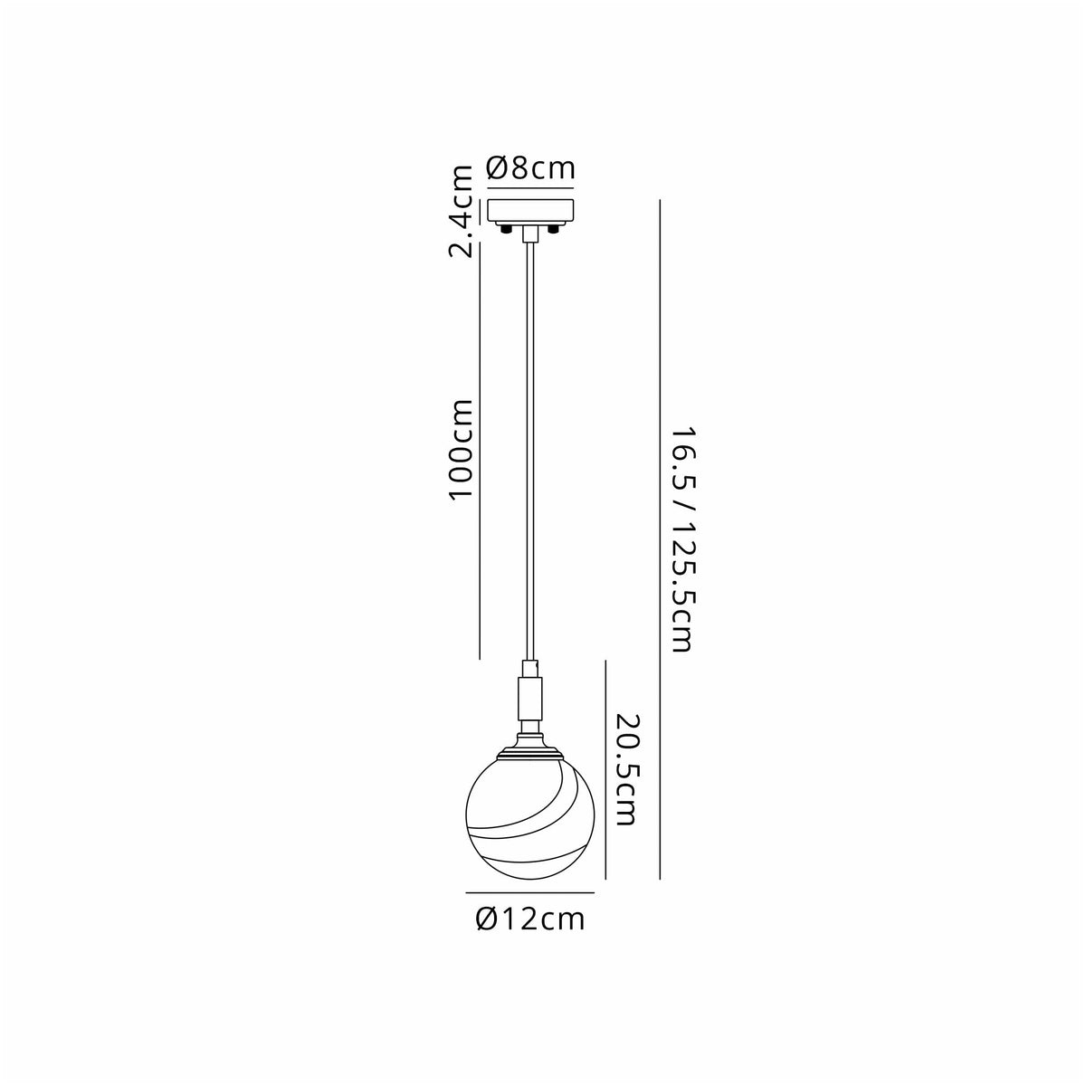 Loughton IP44 Single Drop Pendant in Satin Black with Round Glass Grey & White Marble Effect Diffuser