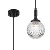 Loughton IP44 Single Drop Pendant in Satin Black with Cross Pattern Round Glass Clear Diffuser