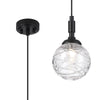 Loughton IP44 Single Drop Pendant in Satin Black with Dune Effect Round Glass Clear Diffuser