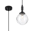 Loughton IP44 Single Drop Pendant in Satin Black with Waved Round Glass Clear Diffuser