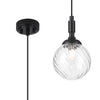 Loughton IP44 Single Drop Pendant in Satin Black with Swirl Round Glass Clear Diffuser