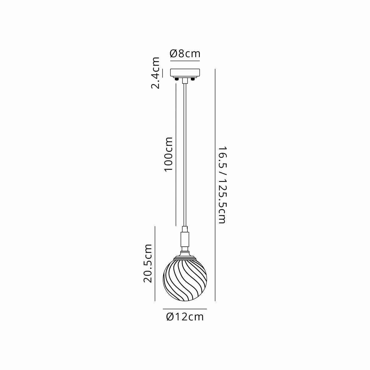 Loughton IP44 Single Drop Pendant in Satin Black with Swirl Round Glass Clear Diffuser
