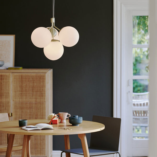 Ivona 4 Light Pendant In Brass with Opal Glass Shades