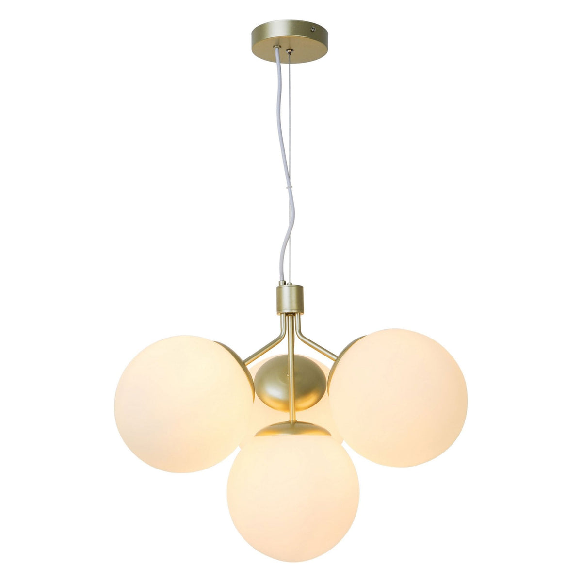 Ivona 4 Light Pendant In Brass with Opal Glass Shades
