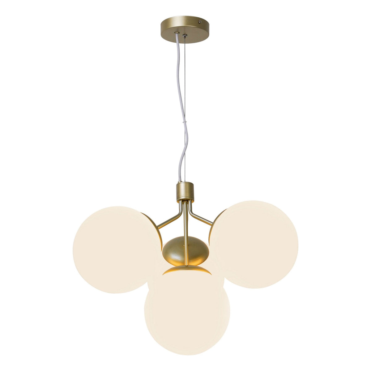 Ivona 4 Light Pendant In Brass with Opal Glass Shades
