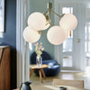 Ivona 6 Light Pendant In Brass with Opal Glass Shades