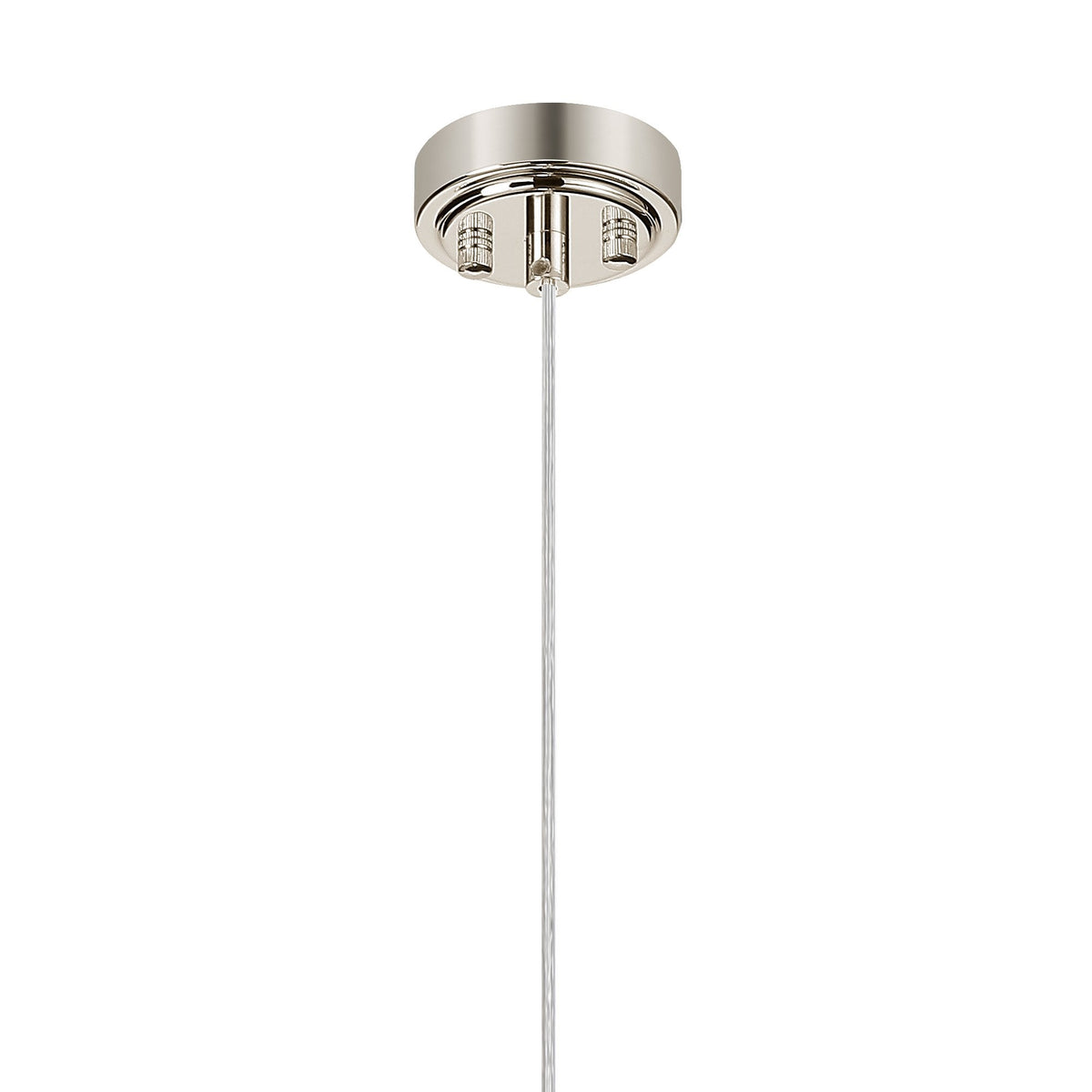 Loughton IP44 Single Drop Pendant in Polished Nickel with Smooth Round Glass Amber Diffuser