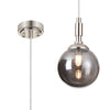 Loughton IP44 Single Drop Pendant in Polished Nickel with Smooth Round Glass Smoked Diffuser