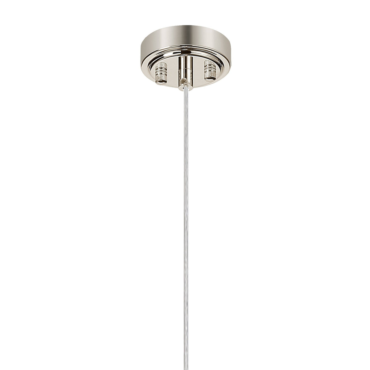 Loughton IP44 Single Drop Pendant in Polished Nickel with Ribbed Round Glass Amber Diffuser