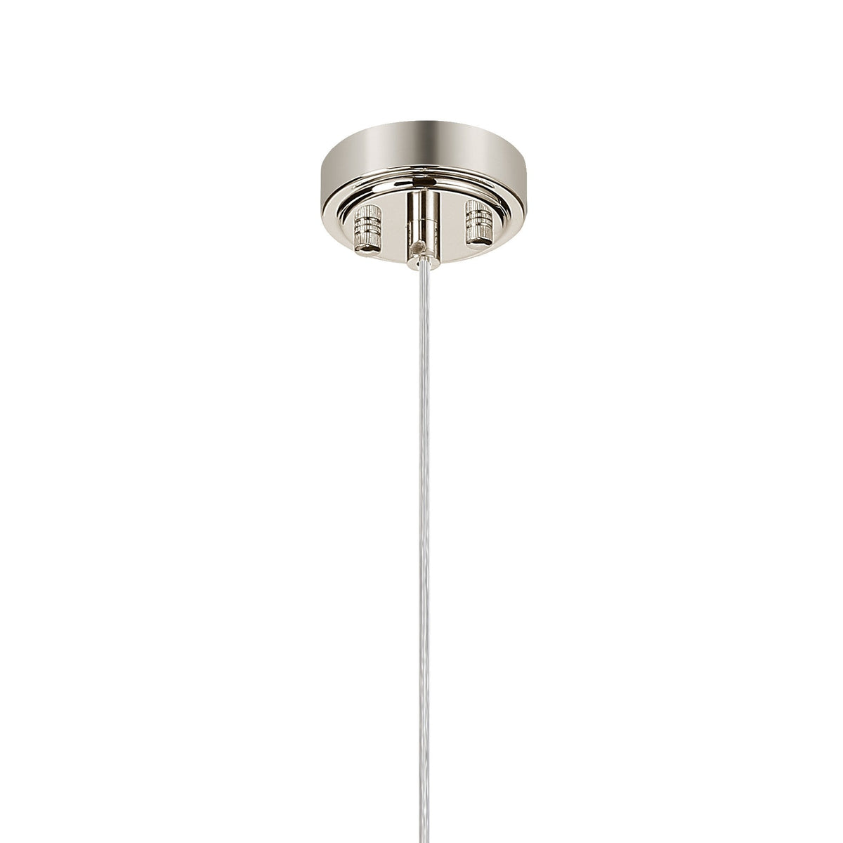 Loughton IP44 Single Drop Pendant in Polished Nickel with Ribbed Round Glass Clear Diffuser