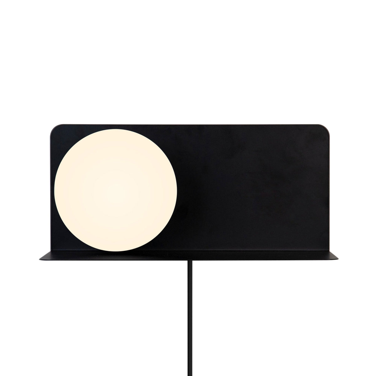 Lilibeth Shelf Plugged Wall Light In Black with Opal Glass Shade