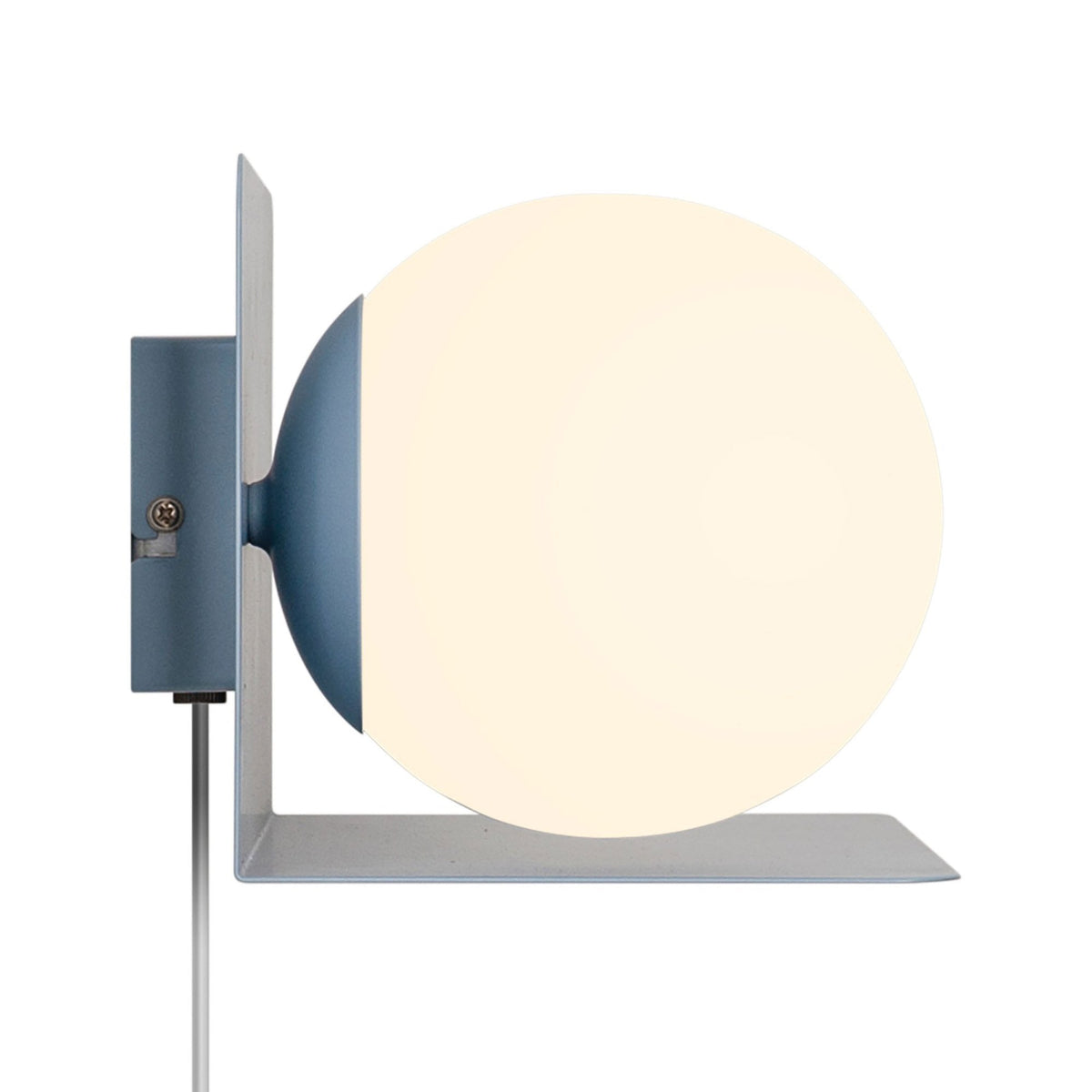Lilibeth Shelf Plugged Wall Light In Blue with Opal Glass Shade