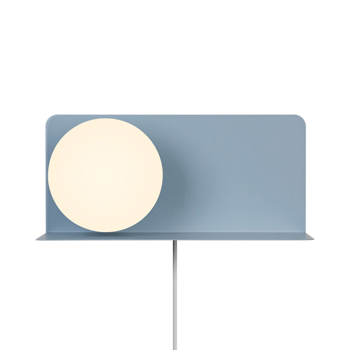 Lilibeth Shelf Plugged Wall Light In Blue with Opal Glass Shade