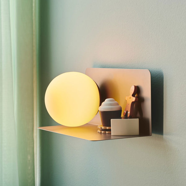 Lilibeth Shelf Plugged Wall Light In Brown with Opal Glass Shade