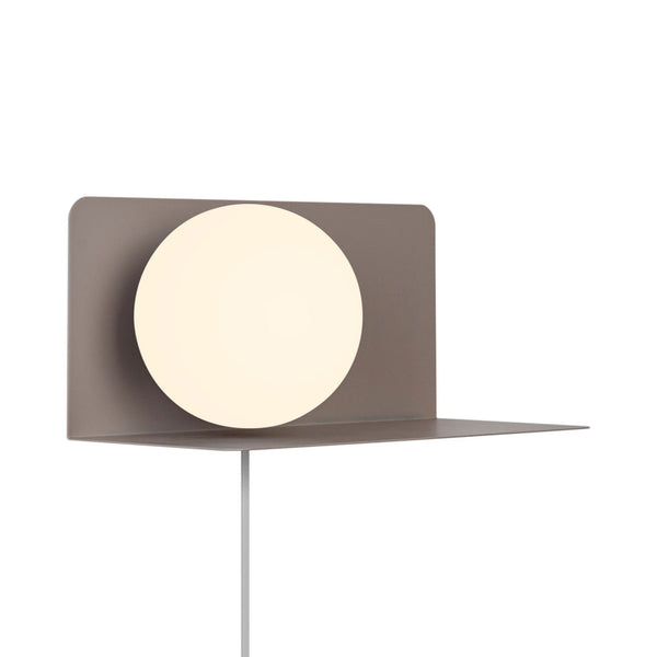 Lilibeth Shelf Plugged Wall Light In Brown with Opal Glass Shade