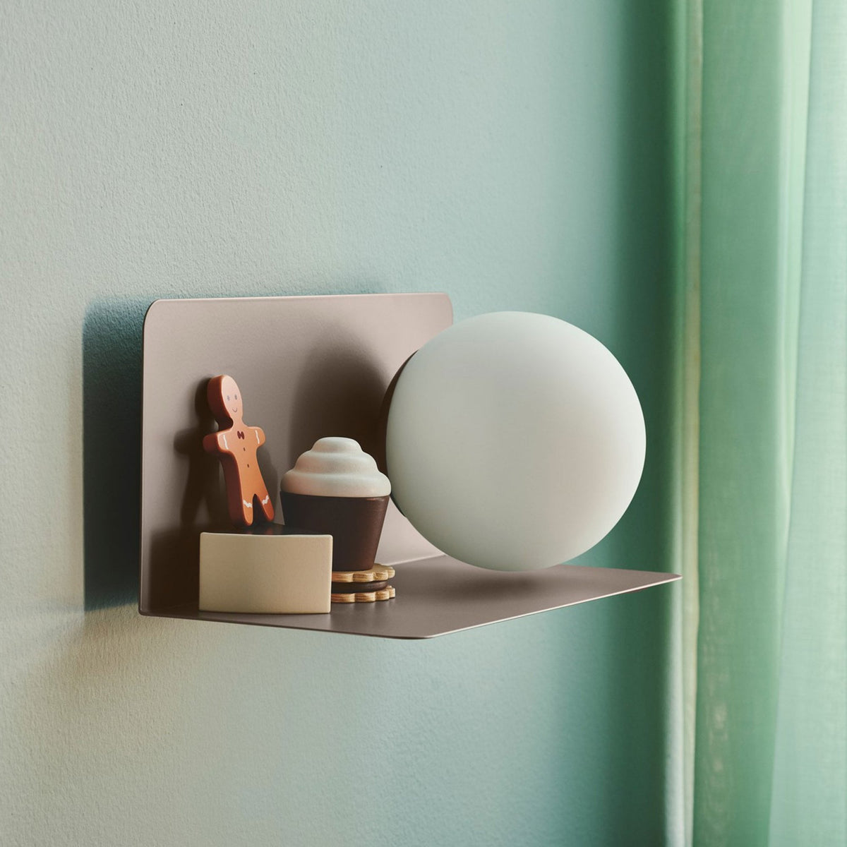 Lilibeth Shelf Plugged Wall Light In Brown with Opal Glass Shade