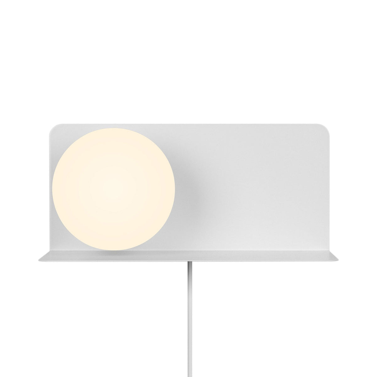 Lilibeth Shelf Plugged Wall Light In White with Opal Glass Shade