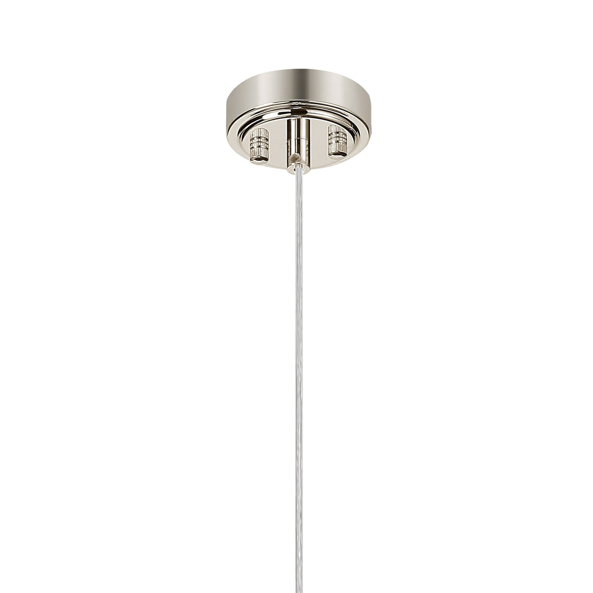 Loughton IP44 Single Drop Pendant in Polished Nickel with Round Glass Grey & White Marble Effect Diffuser