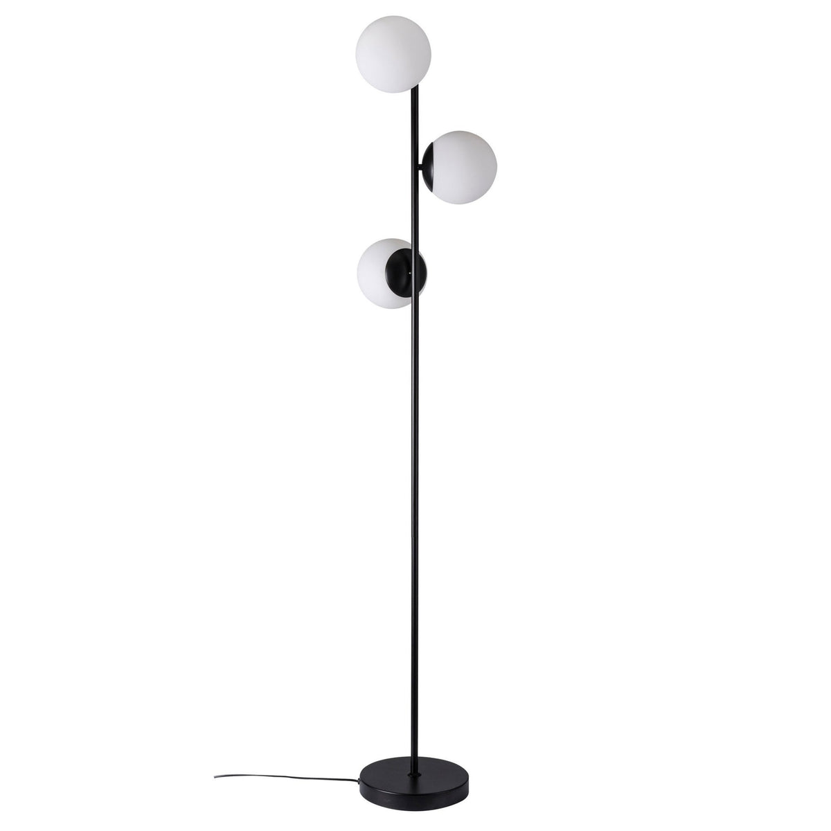 Lilly Floor Lamp In Black with Opal Glass Shades