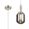 Loughton IP44 Single Drop Pendant in Polished Nickel with Smooth Tubular Glass Smoked Diffuser