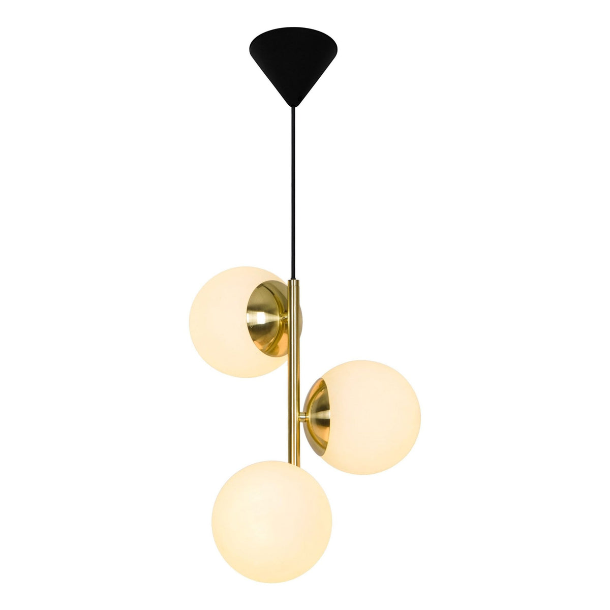 Lilly 3 Light Pendant In Brass with Opal Glass Shades