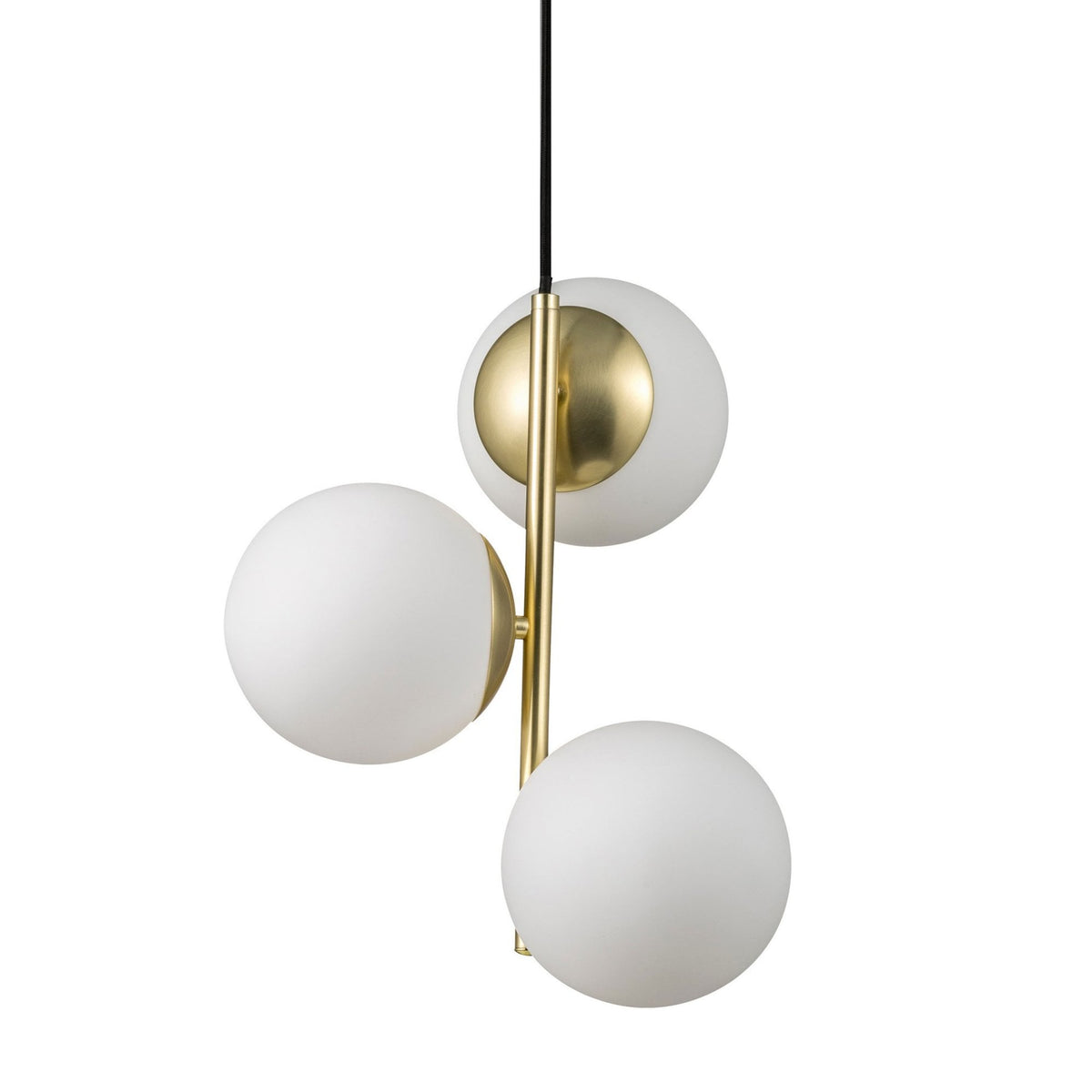 Lilly 3 Light Pendant In Brass with Opal Glass Shades