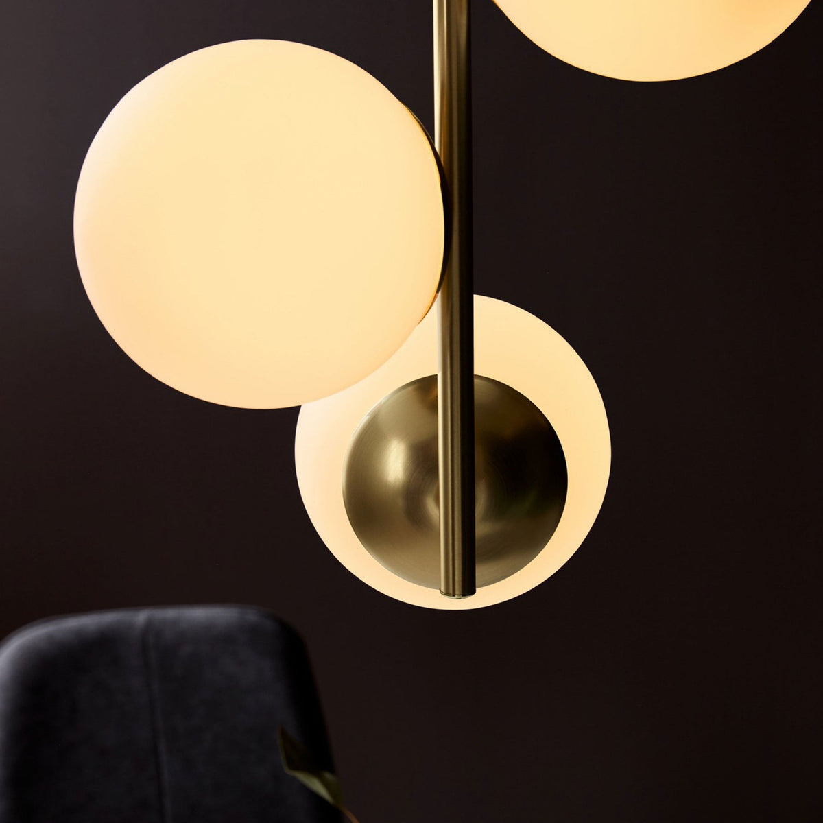 Lilly 3 Light Pendant In Brass with Opal Glass Shades