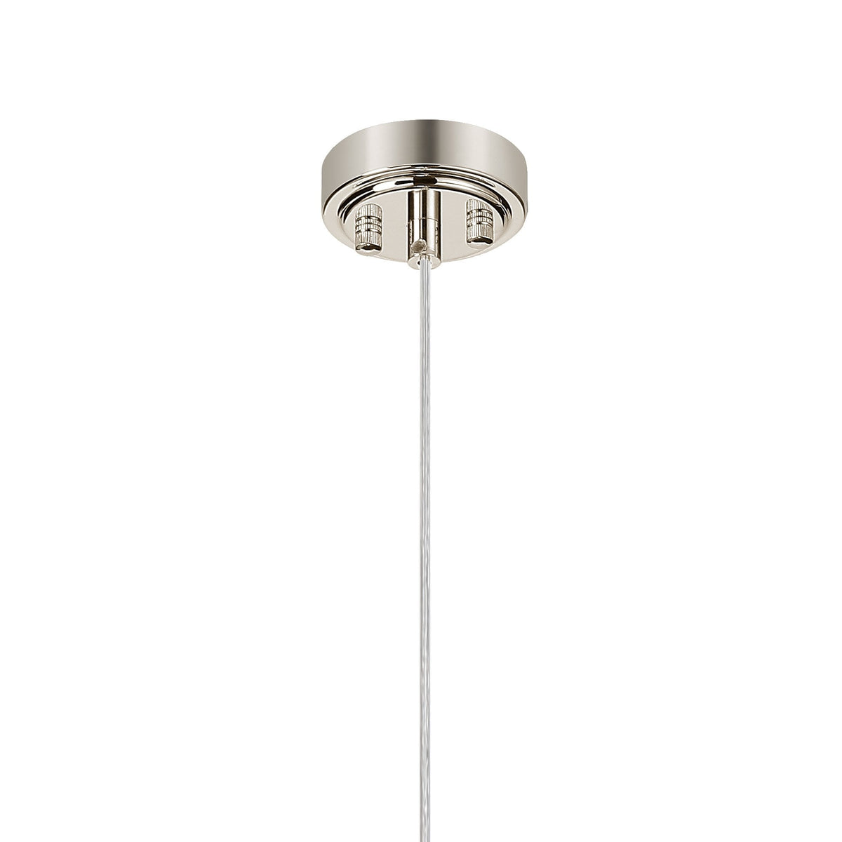 Loughton IP44 Single Drop Pendant in Polished Nickel with Cross Pattern Round Glass Clear Diffuser